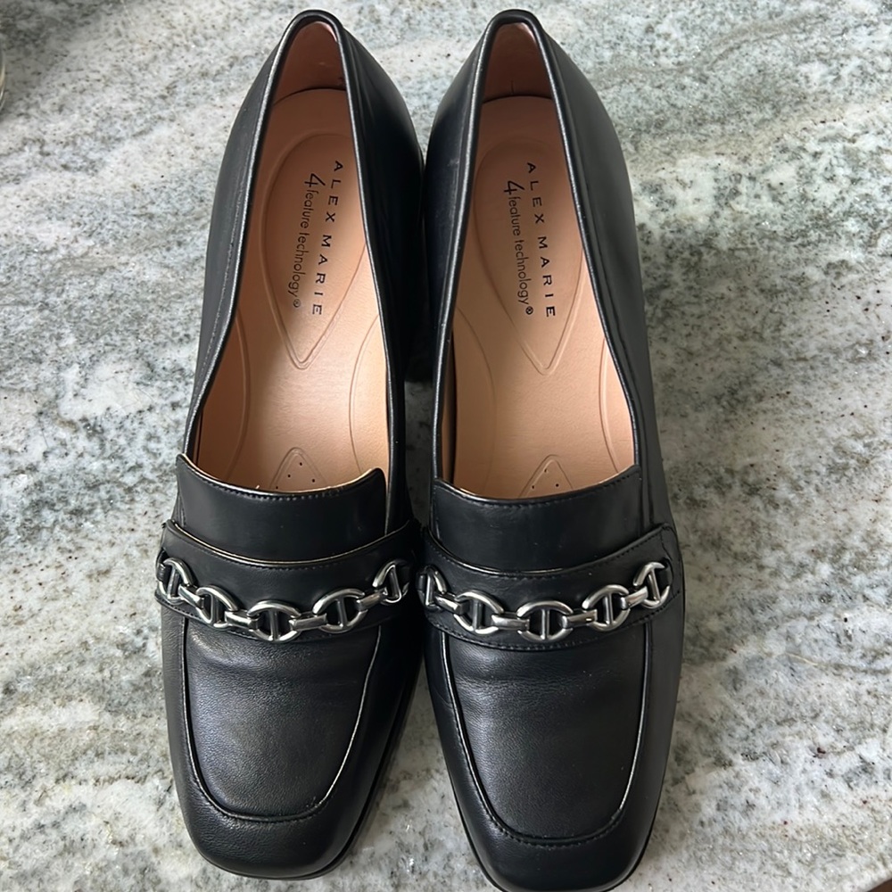 Alex Marie black healed loafer dress shoes